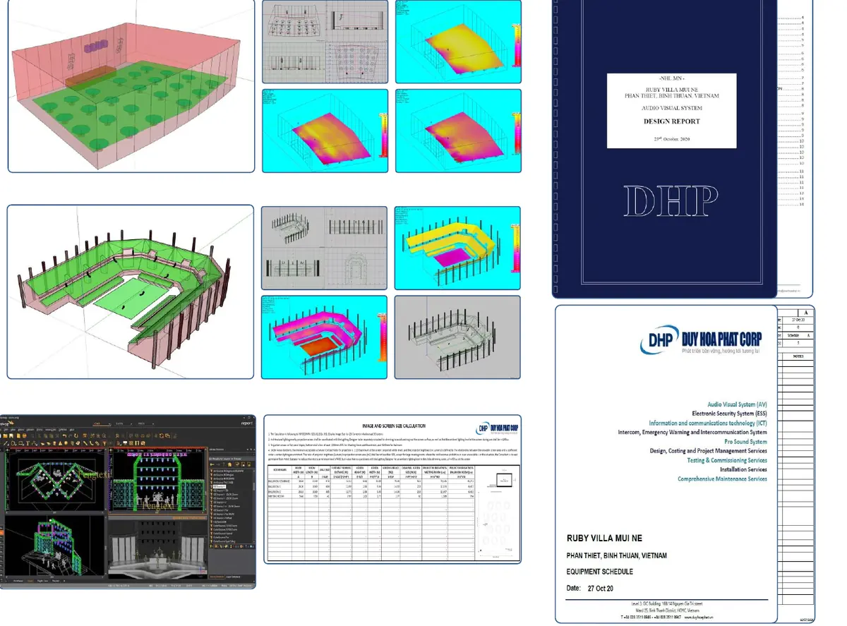 EASE acoustic simulation, DIALux and design documentation